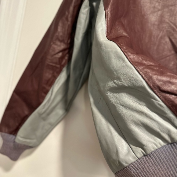 Vintage Mens Sz:M Indian Run Gray & Maroon Leather Motorcycle Jacket. Full Zip. - Picture 14 of 15